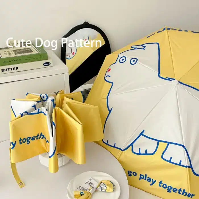 Un parapluie de voyage extérieur avec imprimés de chiens, un mini parasol à 50 % de réduction, protection solaire et protection UV, 1