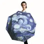 Van Gogh-Parapluie de Peinture à l'Huile pour Femme, Parasol Créatif, Ciel Étoilé, Voyage en Plein Air, Soleil, Pluie, Fille 1