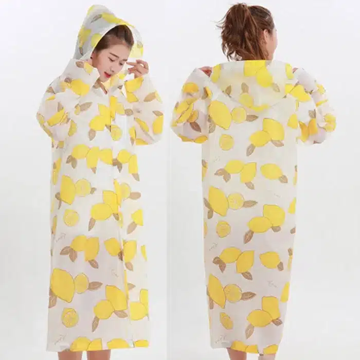 Poncho de pluie imperméable pour hommes et femmes adultes, manteau de pluie réutilisable, veste avec capuche et manches imprimées, vêtements de pluie d'été 4