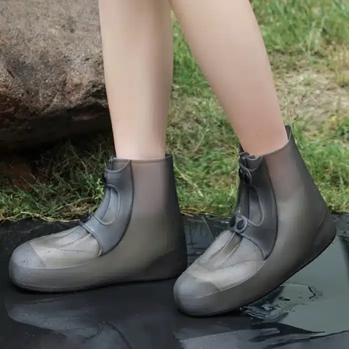Couvre-chaussures de pluie pliable avec bouton couvre-chaussures imperméable anti-dérapant couvre-chaussures femmes hommes bottes de pluie de Sport de plein air couvre-chaussures en PVC 1