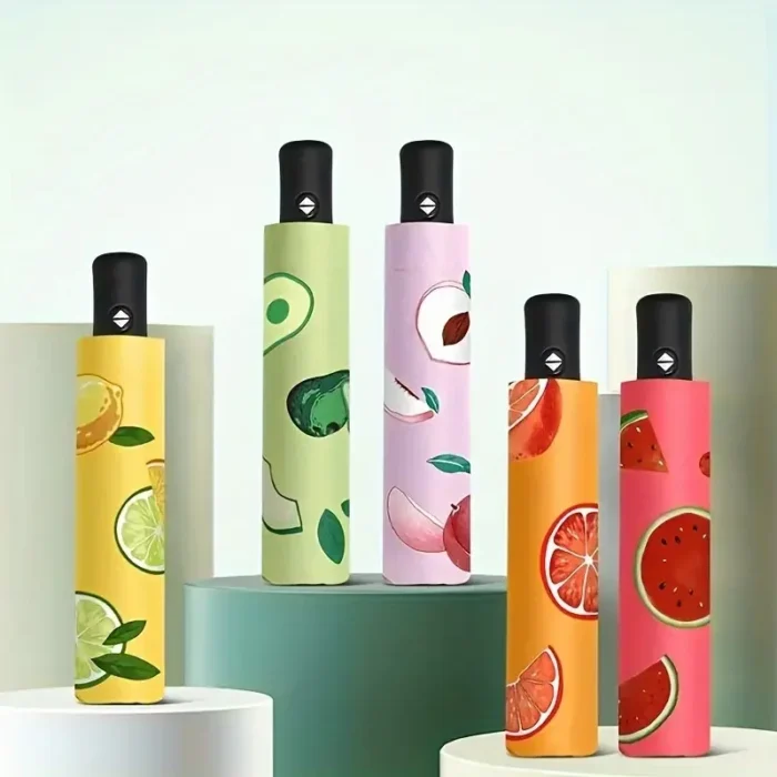 Parapluie pliable à fruits, entièrement automatique, pluie et brillance, double usage, pour étudiants masculins et féminins, Version coréenne, pare-soleil 1