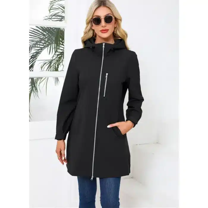 Veste longue à capuche verte pour femmes, manteaux décontractés à la mode, taille européenne S-3XL, Trench pour femmes, rose noir bleu disponible 4