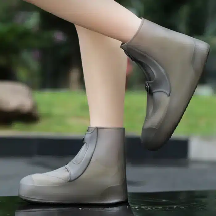 Couvre-chaussures de pluie pliable avec bouton couvre-chaussures imperméable anti-dérapant couvre-chaussures femmes hommes bottes de pluie de Sport de plein air couvre-chaussures en PVC 2