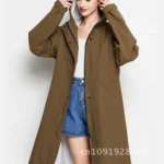 Longues à capuche pour vestes de pluie pour femmes, coupe-vent imperméable, manteau d'extérieur, Trench 6