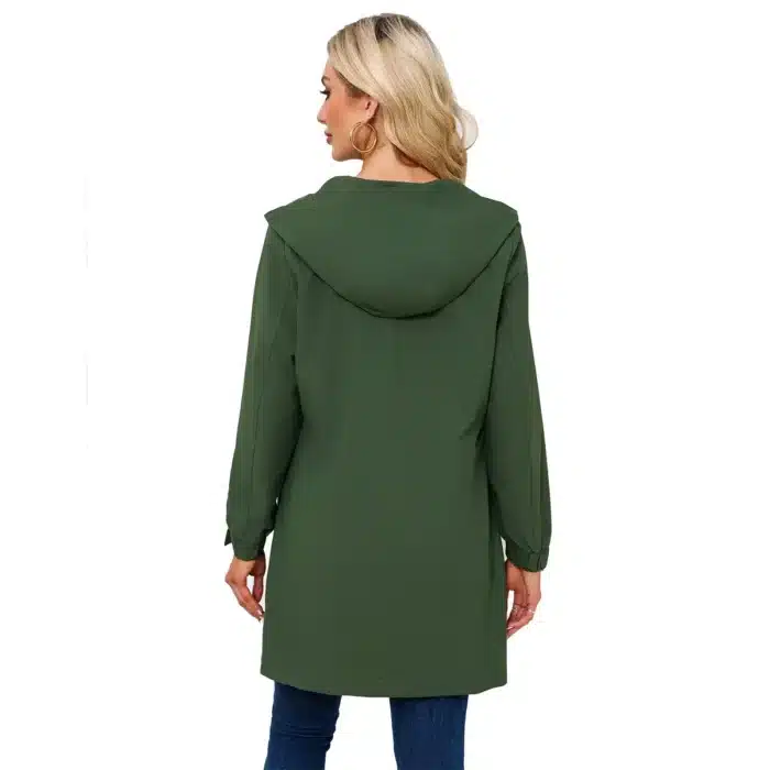 Veste longue à capuche verte pour femmes, manteaux décontractés à la mode, taille européenne S-3XL, Trench pour femmes, rose noir bleu disponible 2