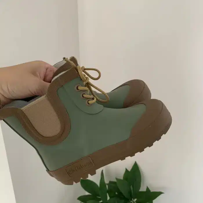 Chaussures de Pluie en Caoutchouc Souple, à Lacets, Antidérapantes, Bottes Imperméables, Mi-Mollet, pour Enfant Garçon et Fille 3