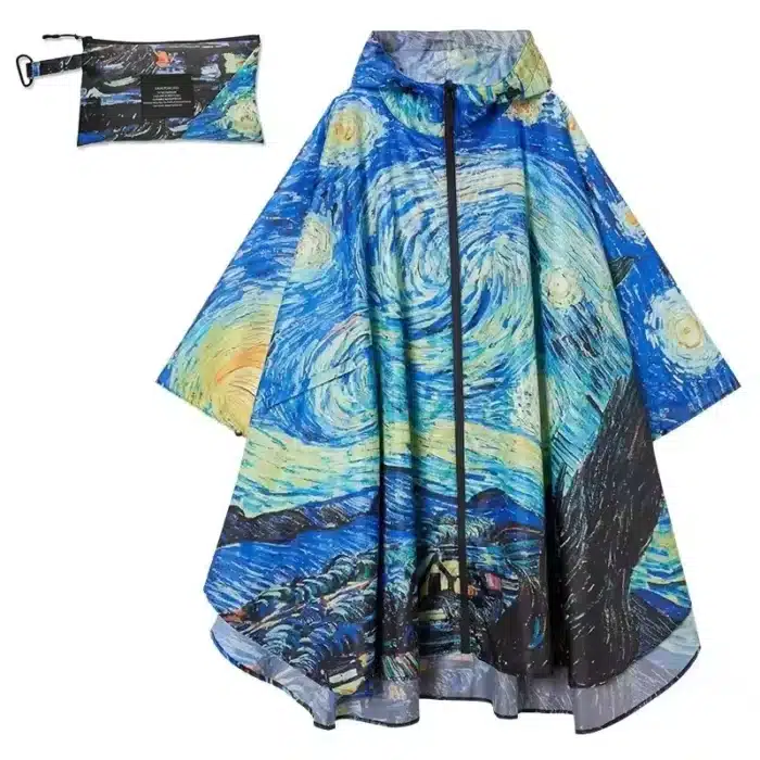 Hommes et femmes Van Gogh ciel étoilé imperméable coloré randonnée manteau de pluie unisexe Poncho imperméable cape alpinisme vêtements de pluie 3