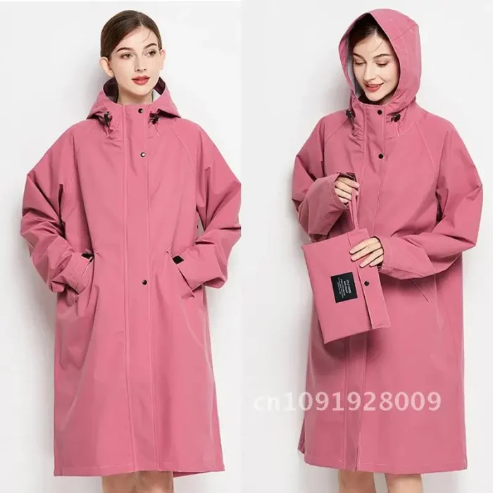 Longues à capuche pour vestes de pluie pour femmes, coupe-vent imperméable, manteau d'extérieur, Trench 2
