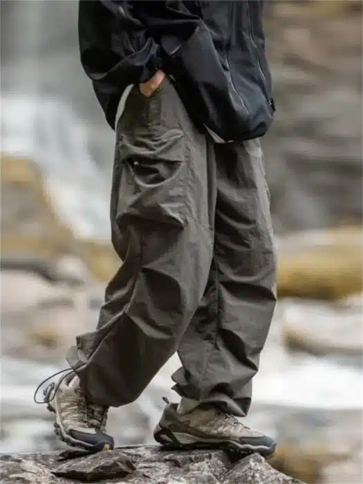 Pantalon de travail imperméable pour hommes, pantalon d'alpinisme Hip Hop, pantalon Harajuku décontracté, vêtements d'extérieur cargo noirs, printemps et automne, nouveau 2