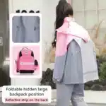 Imperméable et pantalon de pluie assortis pour enfants, veste imperméable complète, imperméable fendu en polyester imbibé, document étudiant, mode 2